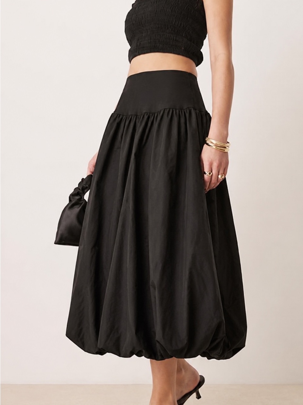Emerson Lang Black Balloon Midi Skirt - Women’s Size Medium Elegant Chic